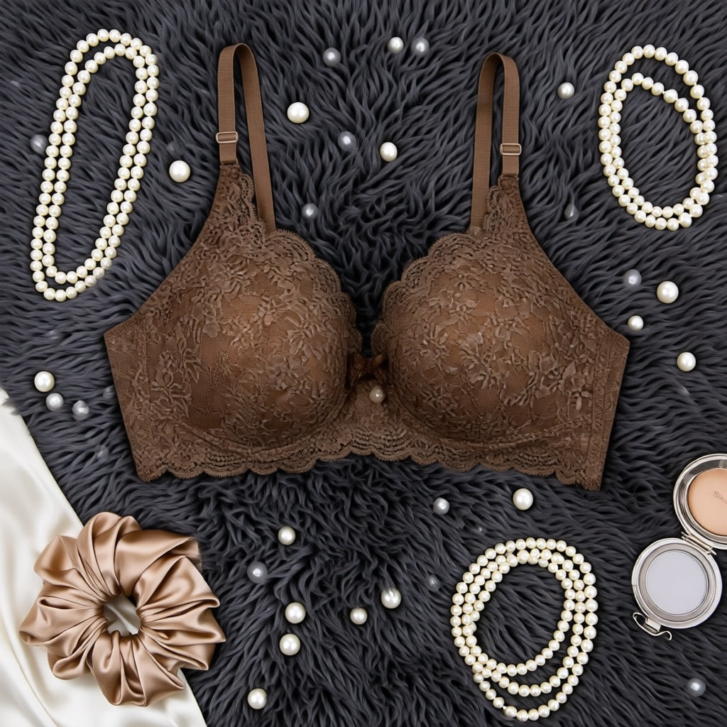 Comfort Non Padded Minimizer Lace Bra - Brown