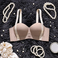 Cross-Border Heart Half-Cup Bra - Chocolate
