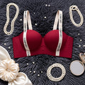 Cross-Border Heart Half-Cup Bra - Red