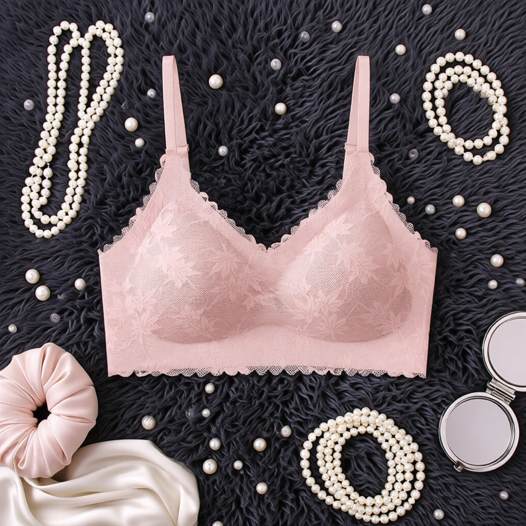 Women's Lace-Back Bra - Peach (Free Size)