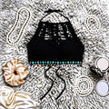 Embroidered Short Bra - Black (Free Size)