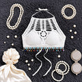 Embroidered Short Bra - White (Free Size)