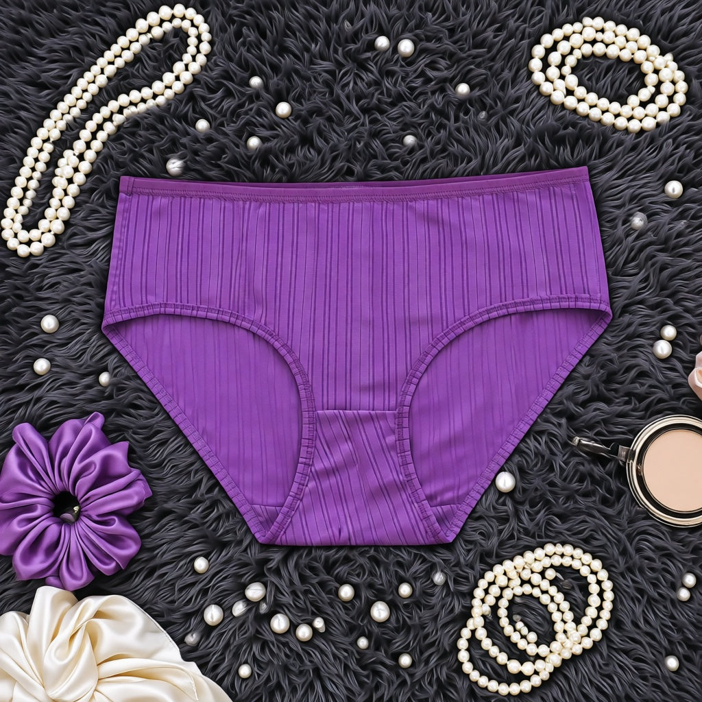 Striped Underwear Comfortable Panties - Purple