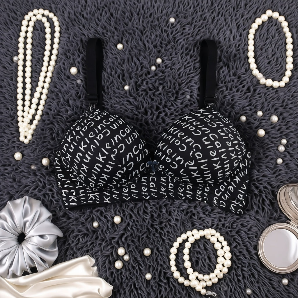 Export Quality Printed Bra - Black