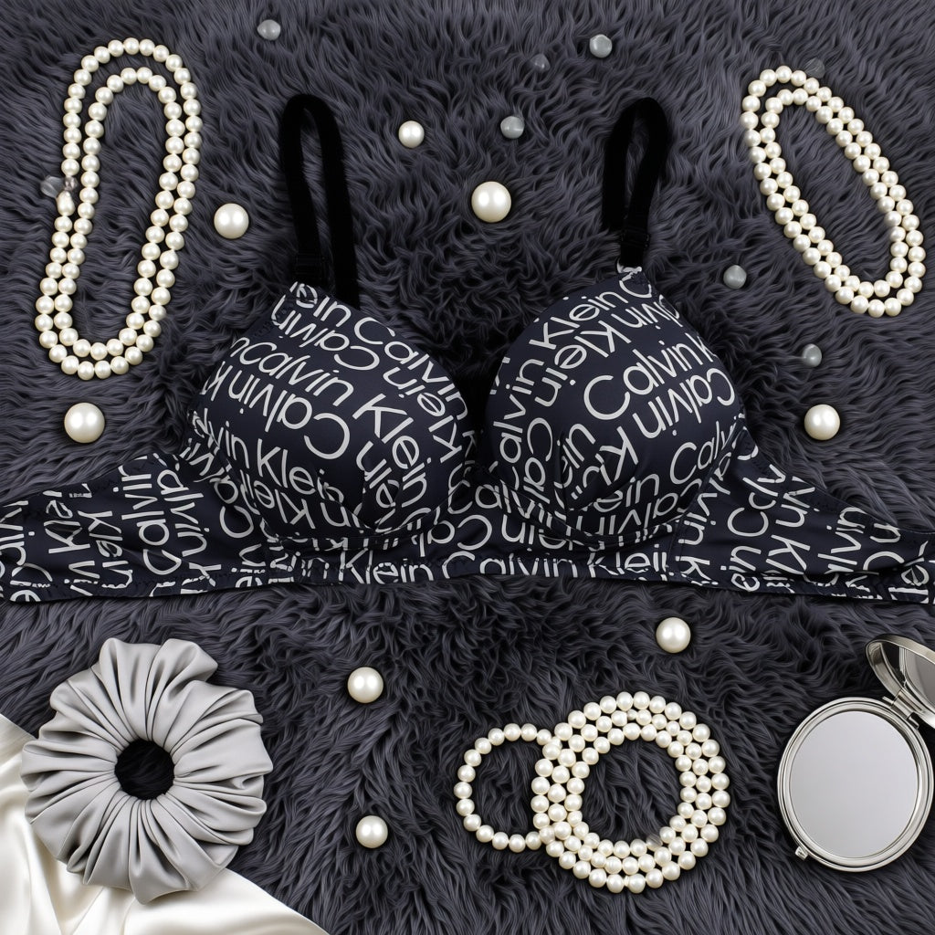 Export Quality Printed Bra - Black