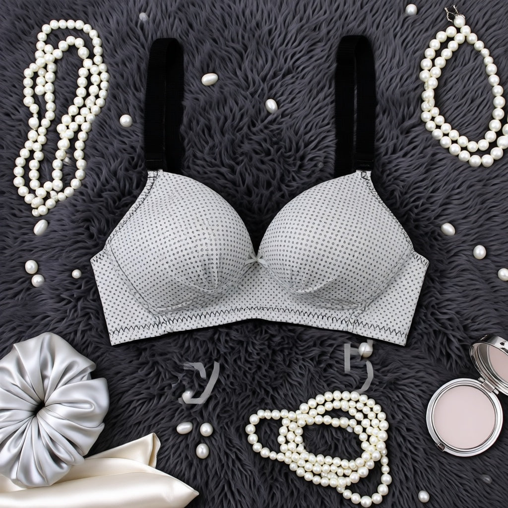Export Quality Printed Bra - White