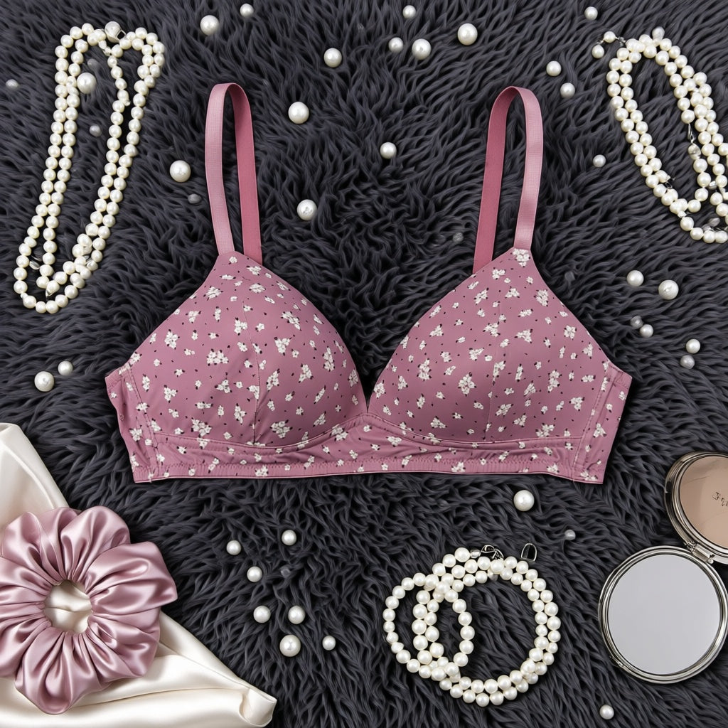 Export Quality Printed Bra - Pink