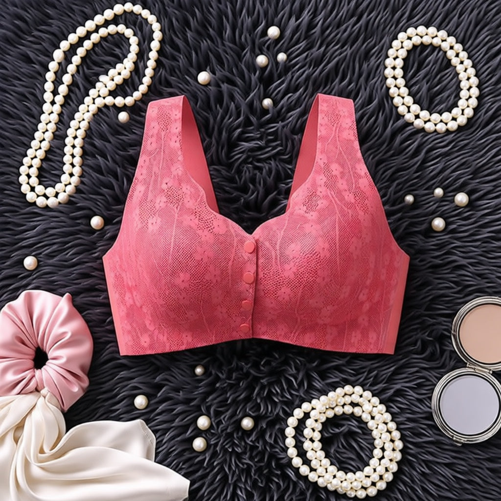Front Opening Buckle Age-free Bra - Dark Peach