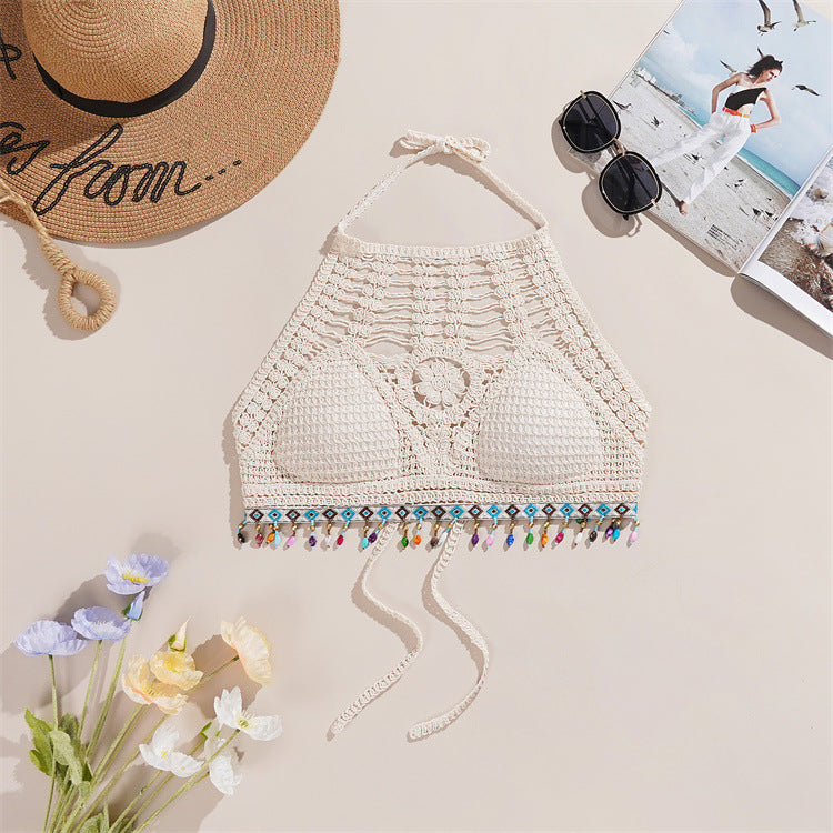 Embroidered Short Bra - Cream (Free Size)