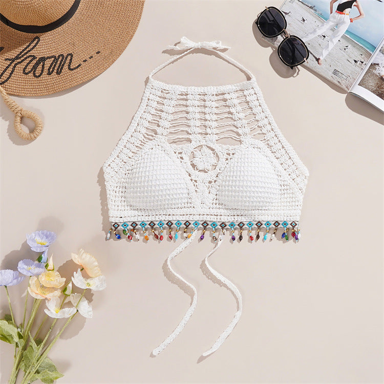 Embroidered Short Bra - White (Free Size)