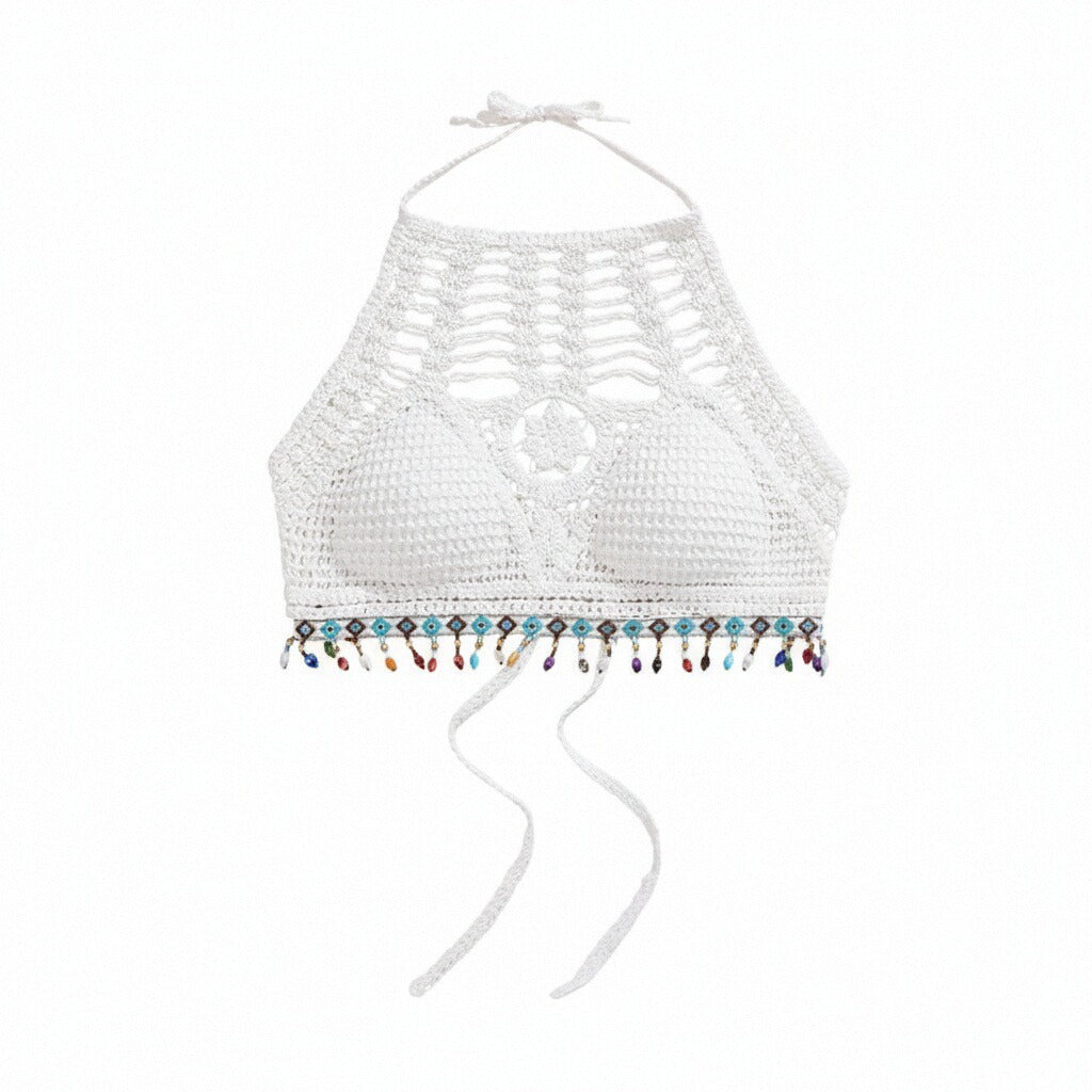 Embroidered Short Bra - White (Free Size)