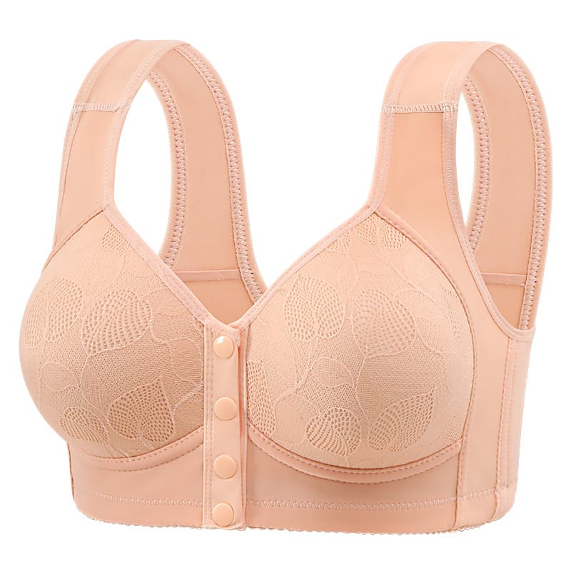 Vest-Style Front-Closure Bra - Peach