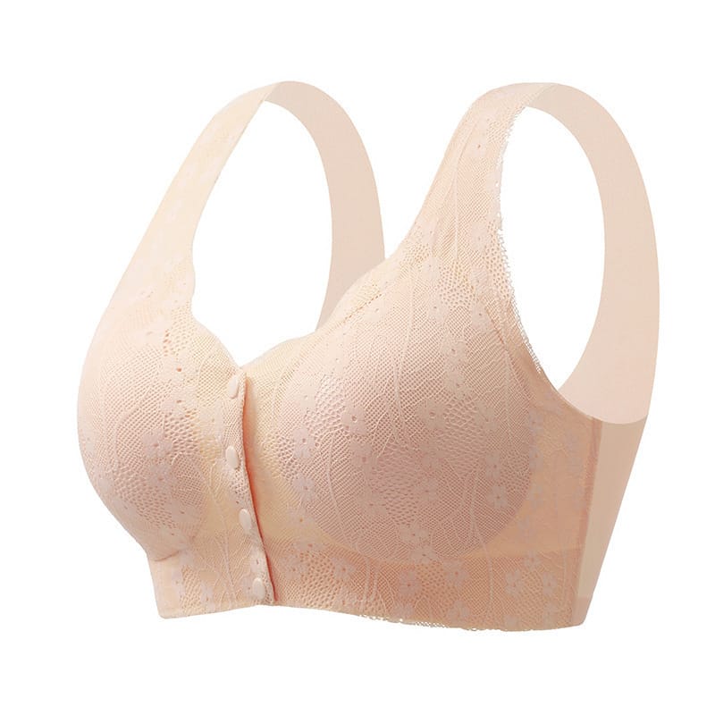 Front Opening Buckle Age-free Bra - Cream