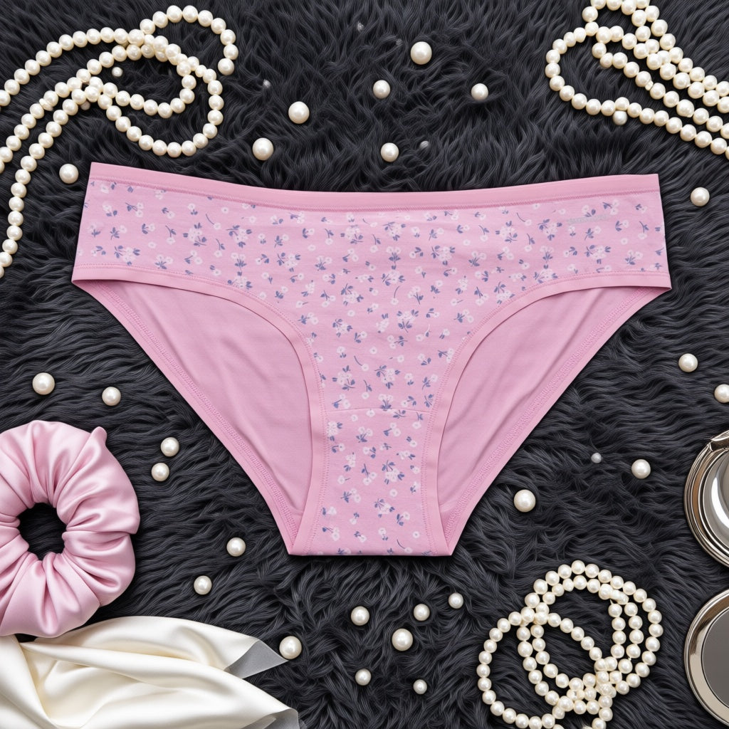 Export Quality Cotton Printed Panty - Pink